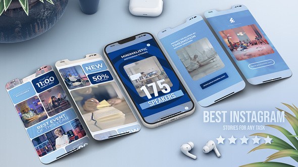Videohive Vertical Corporate Instagram Stories Blue Product Promo template preview