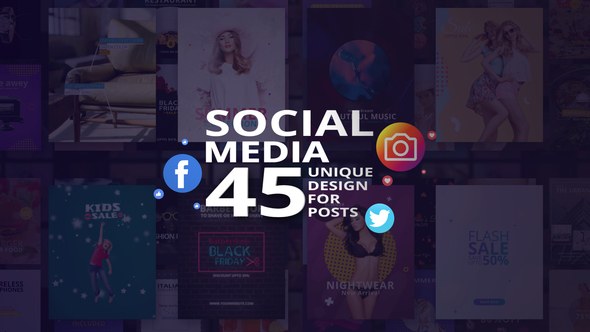 Social Media - 45 Unique Design for Posts Video Displays template preview