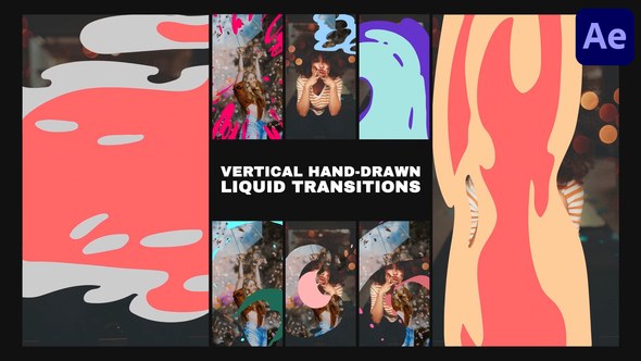 Videohive Vertical Hand Drawn Liquid Transitions | After Effects Elements template preview