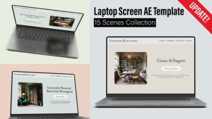 Videohive Laptop Screen Mockup Collection - 15 Animated Scenes - AE Template Elements template preview
