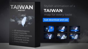 Videohive Taiwan Animated Map - Republic of China ROC Map Kit Video Displays template preview