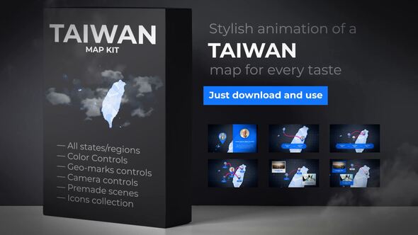 Videohive Taiwan Animated Map - Republic of China ROC Map Kit Video Displays template preview