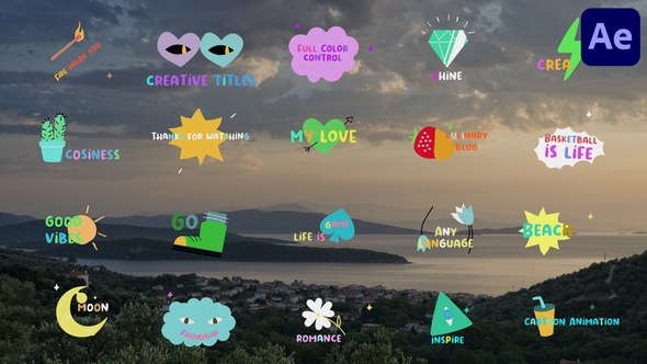 Videohive Creative Cartoon Stickers | After Effects Elements template preview