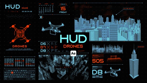 Videohive HUD Drones for After Effects Infographics template preview