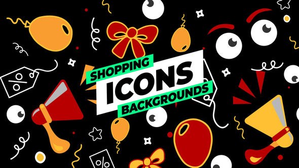 Videohive Shopping Icons Backgrounds Elements template preview