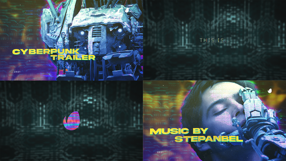 Videohive Cyberpunk Trailer Video Displays template preview