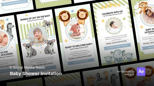 Videohive Social Media Reels - Baby Shower Invitation After Effects Template 48887125 Product Promo template preview