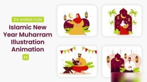 Videohive Islamic new year Muharram Illustration Scene Ramadan template preview