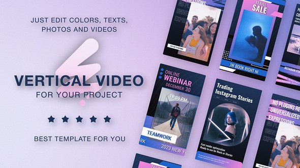 Videohive Social Media Reels вЂ“ Travel Education Sport Fashion News Blue Pink Product Promo template preview