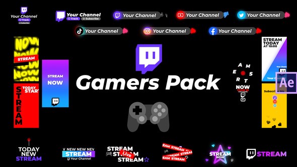 Videohive Gamers Pack Titles template preview