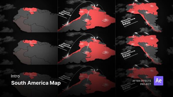 Videohive Intro - South America Map After Effects Project Files Broadcast-packages template preview