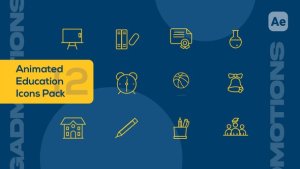 Videohive Outline Education Animated Icon Pack Elements template preview