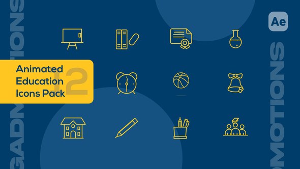 Videohive Outline Education Animated Icon Pack Elements template preview