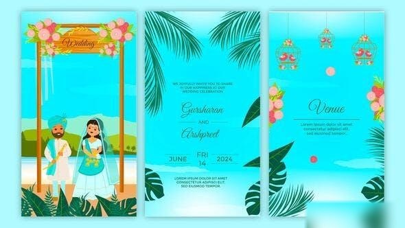 Videohive Traditional Punjabi Theme Wedding Invitation Story Video Displays template preview