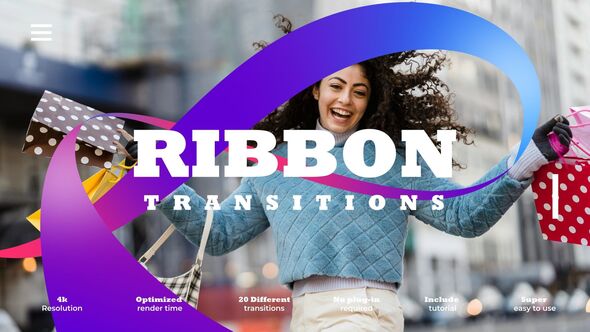 Videohive Ribbon Transitions 53393341 Elements template preview