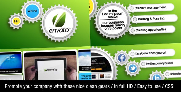 Videohive Clean Gear Company Promotion Openers template preview