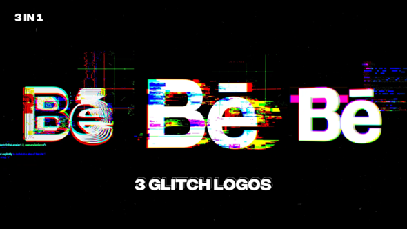 Videohive Glitch Logos | 3 in 1 Logo Stings template preview