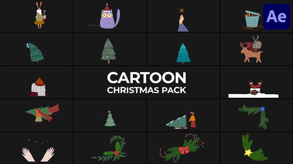 Videohive Cartoon Christmas Animations for After Effects Elements template preview