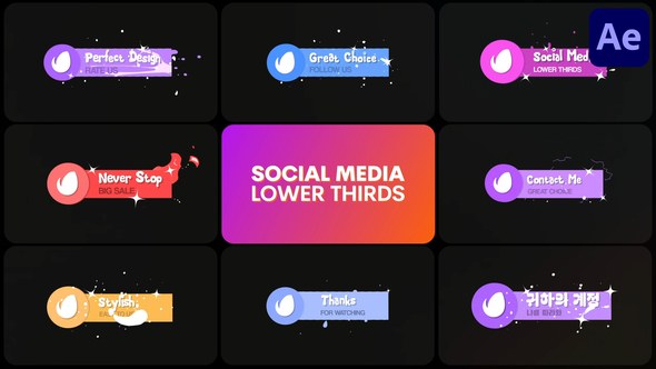 Videohive Social Media Lower Thirds | After Effects 51372125 Elements template preview