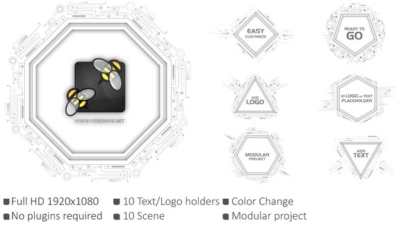 Videohive Clean Geometric HUD title Titles template preview