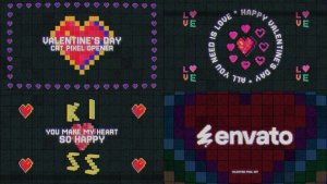 Videohive CRT Valentines Day Pixel Opener Openers template preview