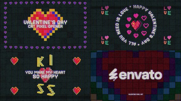 Videohive CRT Valentines Day Pixel Opener Openers template preview