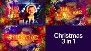 Videohive Christmas 3 in 1 | Happy New Year | Titles and Logo Opener Video Displays template preview
