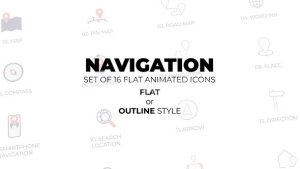 Videohive Navigation - Set of 16 Animated Icons Flat or Outline style Elements template preview