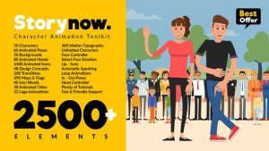 Story Now | Character Animation Explainer Toolkit Video Displays template preview