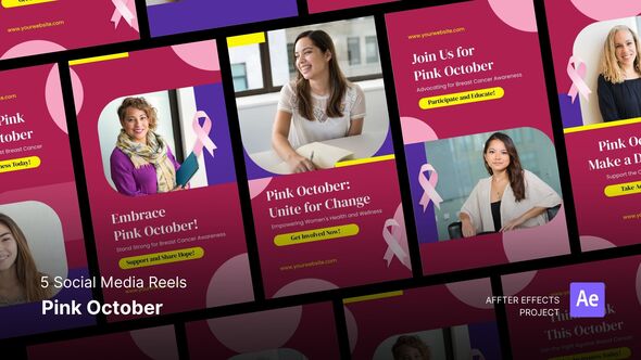 Videohive Social Media Reels - Pink October After Effects Template Product Promo template preview