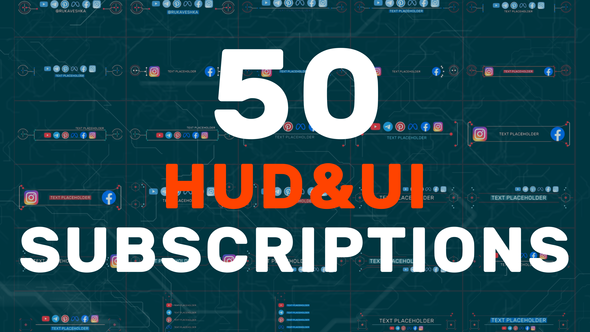 Videohive 50 HUD UI Subscriptions Elements template preview