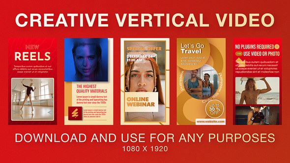 Videohive Vertical Slideshow Reels Red Gold Product Promo template preview