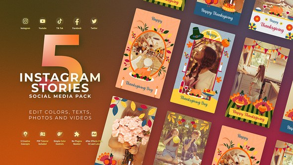 Videohive Thanksgiving Day Vertical Stories Thanks Giving Video Displays template preview
