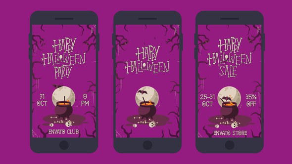 Videohive Happy Halloween Social Media Pack 3 in 1 39786543 Broadcast-packages template preview