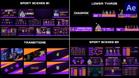 Videohive ESports Gaming CyberSport Broadcast Package for After Effects Elements template preview