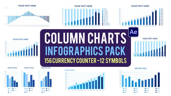 Videohive Column Charts Infographics Pack Infographics template preview