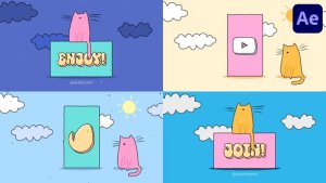 Videohive Funny Cartoon Cat Logo | After Effects Logo Stings template preview