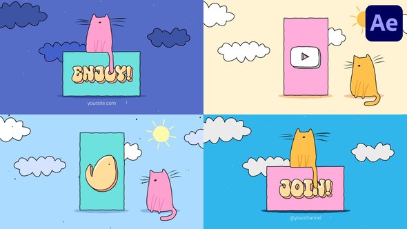 Videohive Funny Cartoon Cat Logo | After Effects Logo Stings template preview