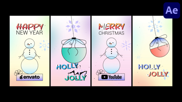 Videohive Christmas Toy And Snowman Vertical Logo for After Effects Logo Stings template preview