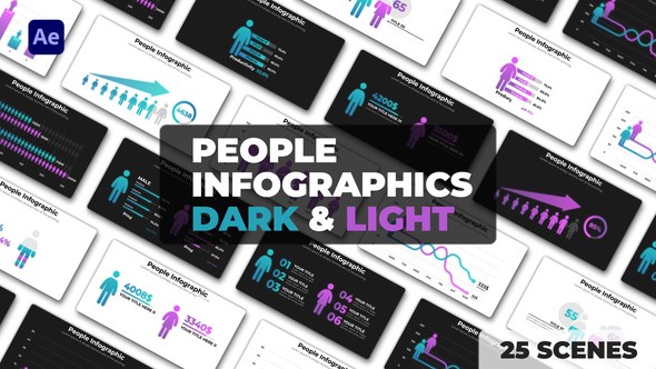 Videohive People Infographics | Dark and Light Themes Infographics template preview