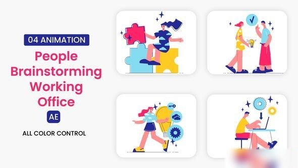 Videohive People Brainstorming Working Office illustration scene