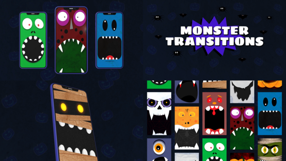 Videohive Halloween Monster Transitions Elements template preview