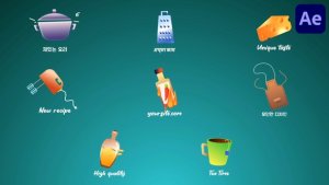 Videohive Kitchen Icons And Titles for After Effects Titles template preview