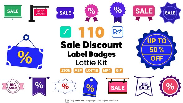 Videohive Sale Discount Label Lottie Badges Product Promo template preview
