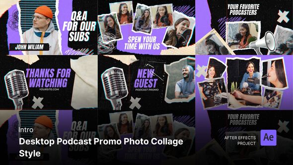 Videohive Intro/Opening - Podcast Promo Photo Collage Style After Effects Project Files Product Promo template preview