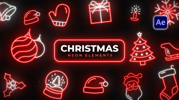 Videohive Christmas Neon Icons Elements template preview