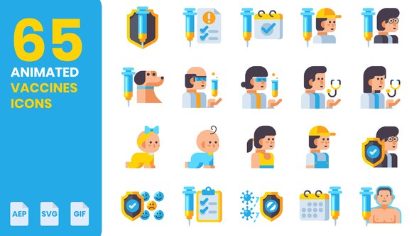 Videohive Animated Vaccine Icons Elements template preview
