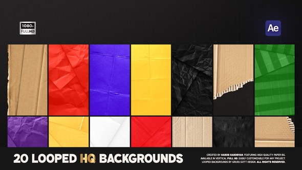 Videohive Vertical Craft Paper Backgrounds Elements template preview