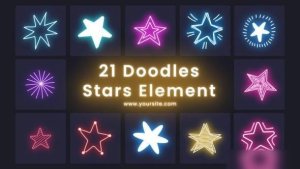 Videohive Doodles Colorful Stars 21 Element Pack Elements template preview