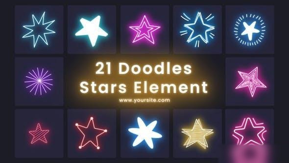 Videohive Doodles Colorful Stars 21 Element Pack